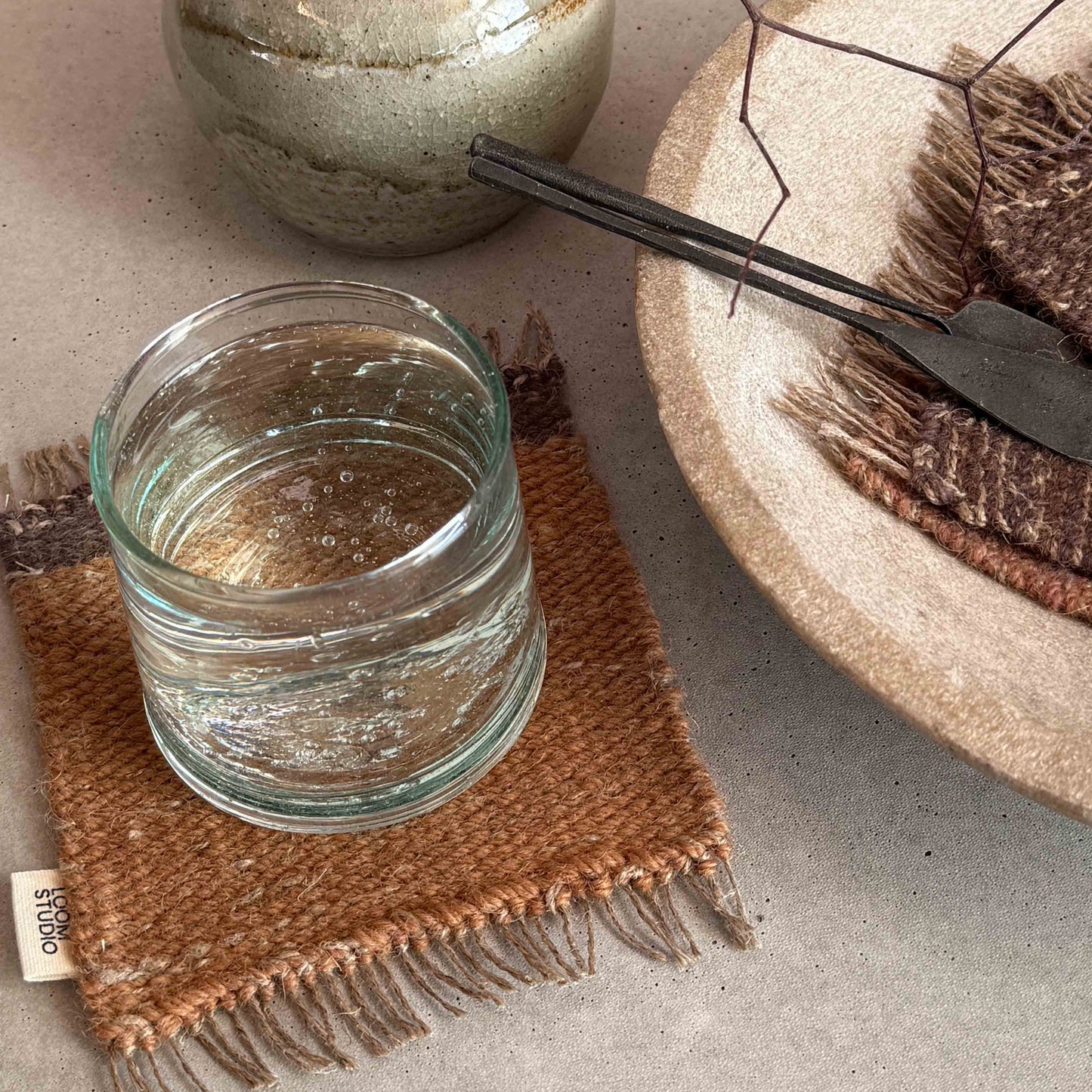 Loom Studio. Amber Linen + Wool Woven Set of 4
