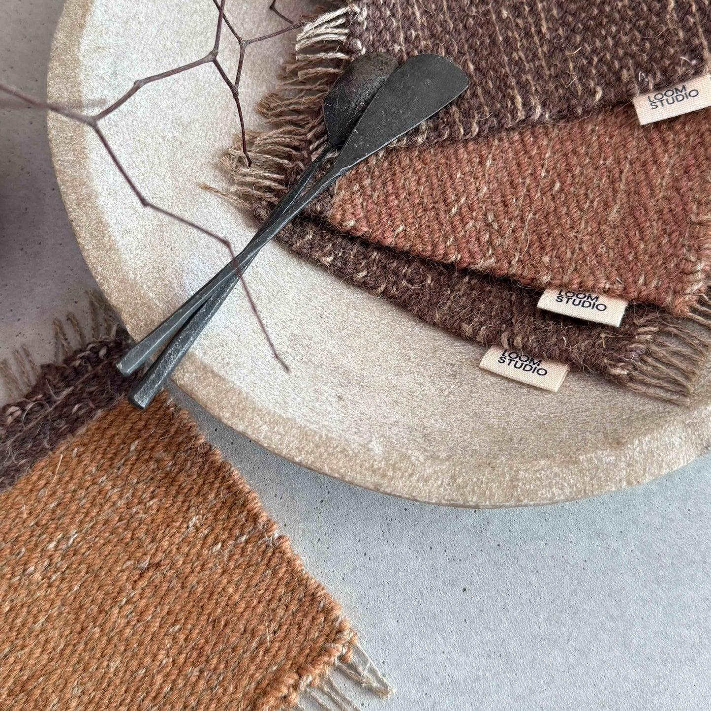 Loom Studio. Amber Linen + Wool Woven Set of 4