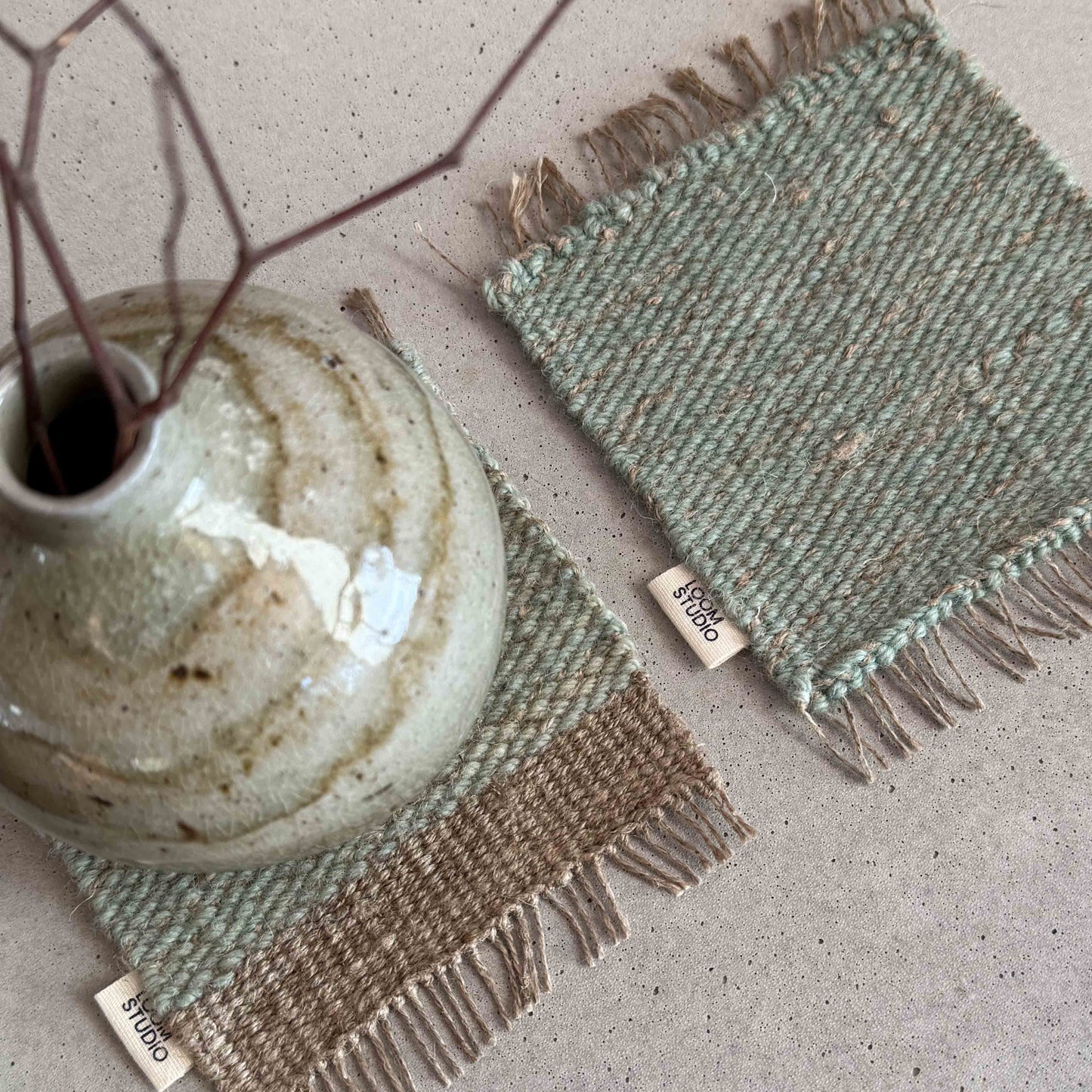 Loom Studio. Indigo Linen + Wool Woven Set of 2