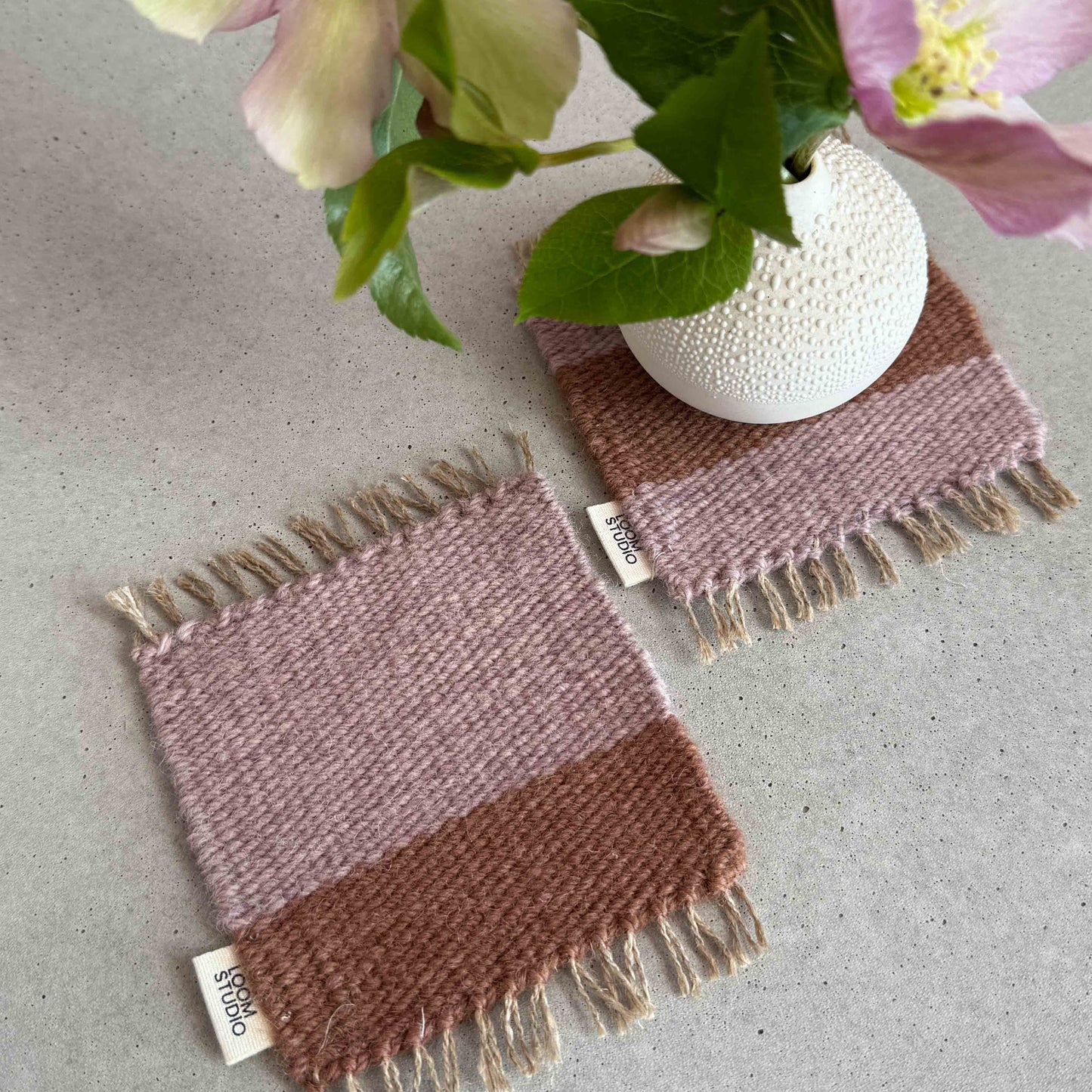Loom Studio. Soft Lavender Stripe Wool Woven Set of 2