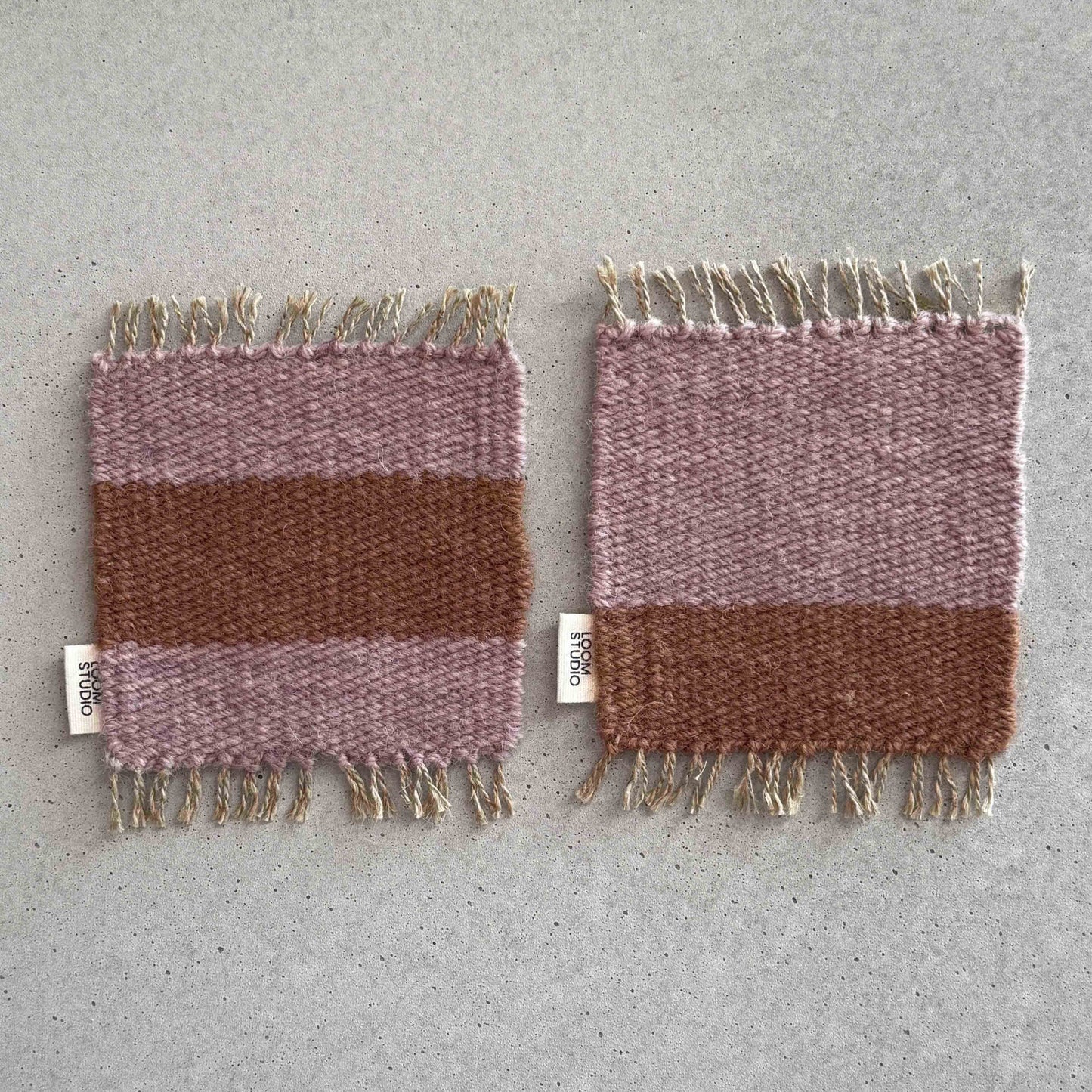 Loom Studio. Soft Lavender Stripe Wool Woven Set of 2