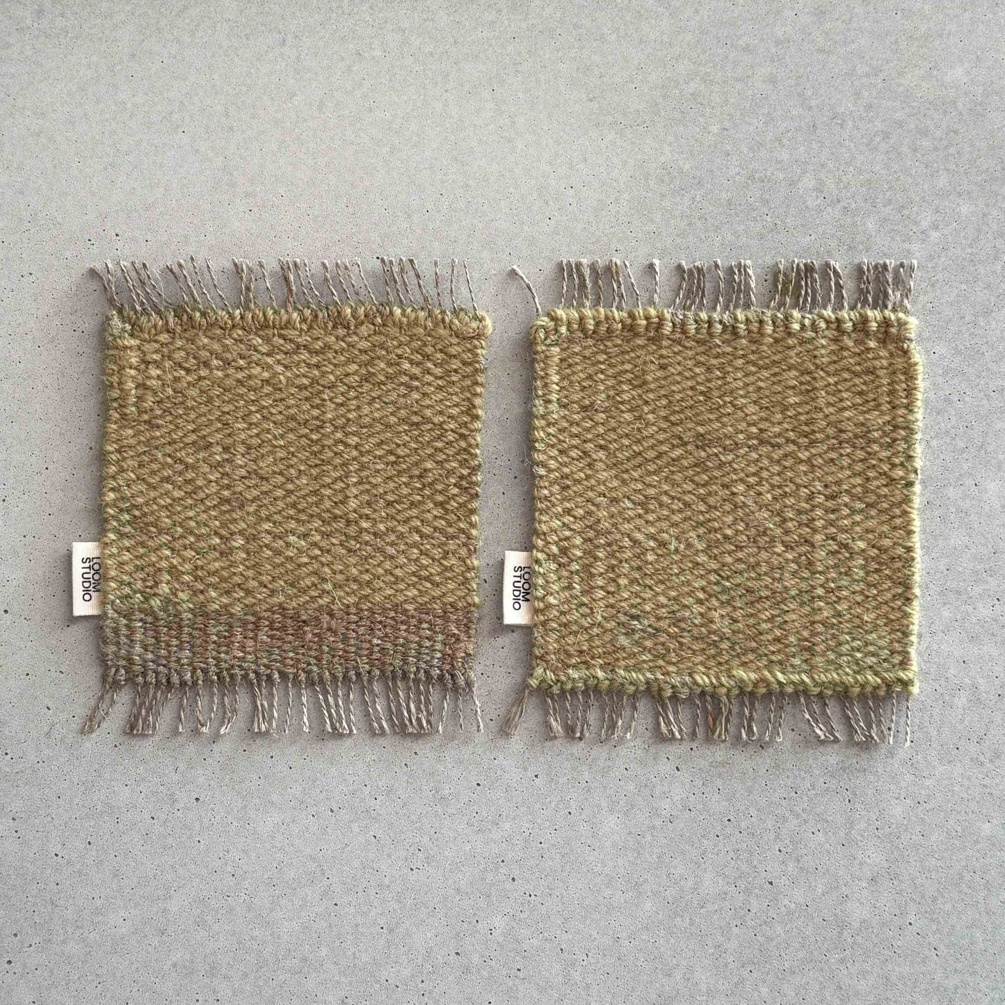 Loom Studio. Soft Lime Linen + Wool Woven Set of 2