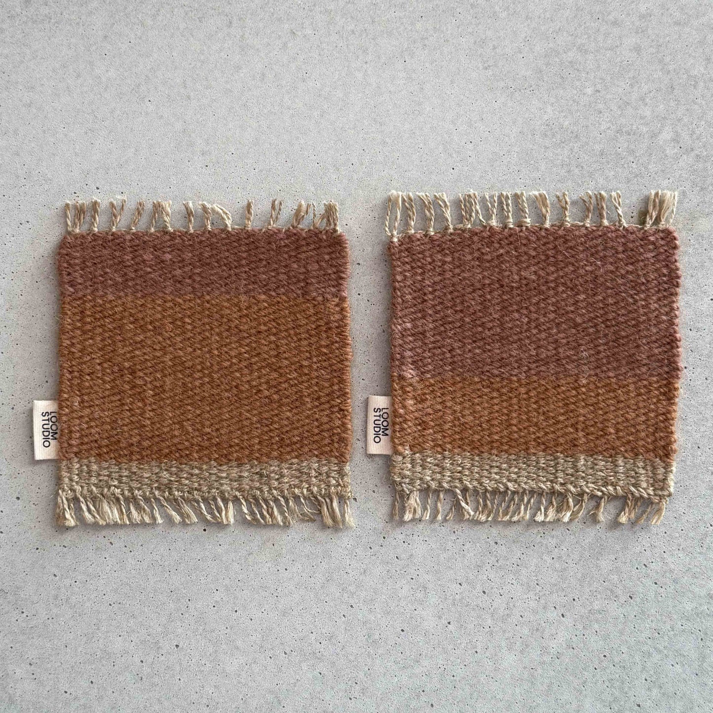 Loom Studio. Toffee Wool + Linen Stripe Woven Set of 2