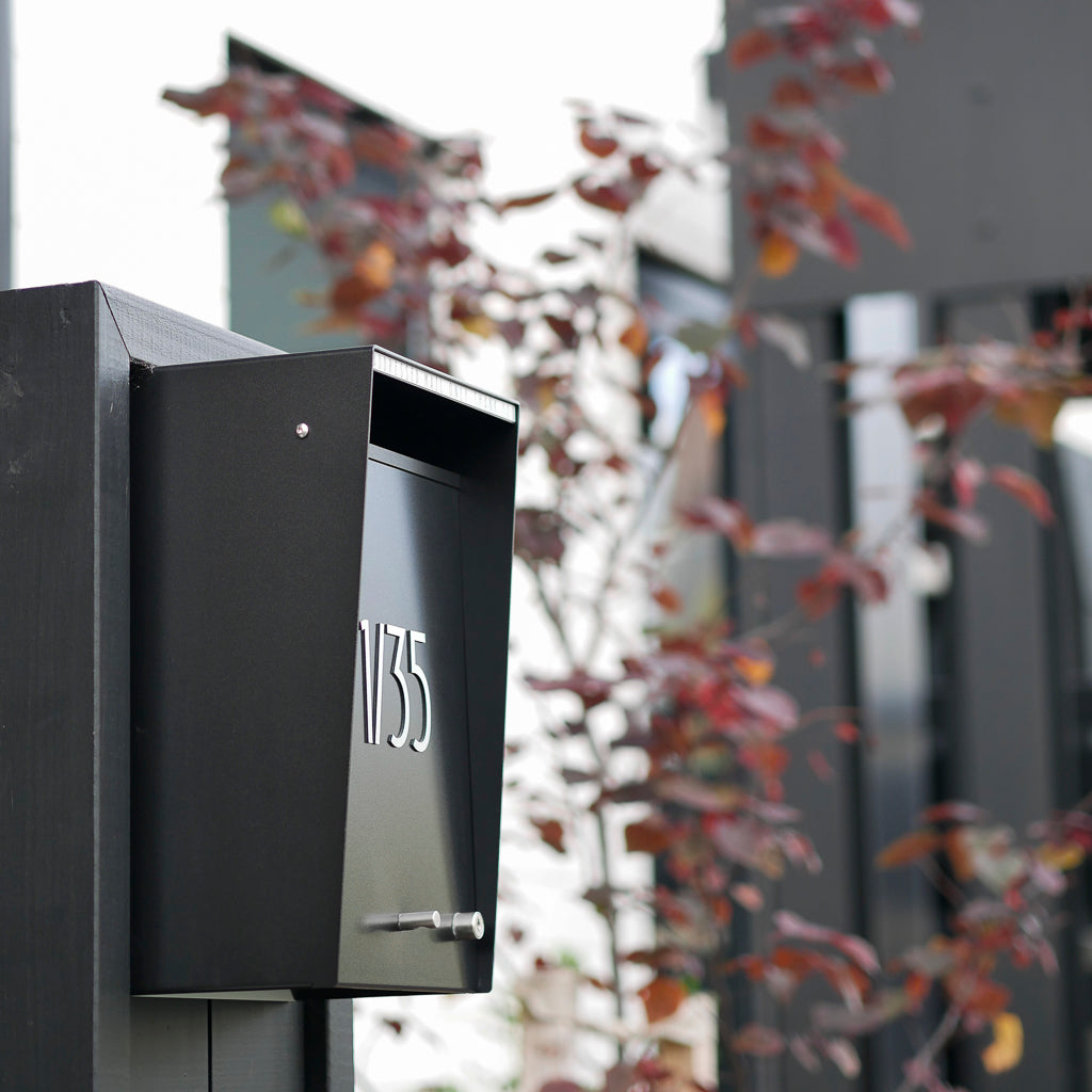 Box Design. Wall Mounted Letterbox - Black casing