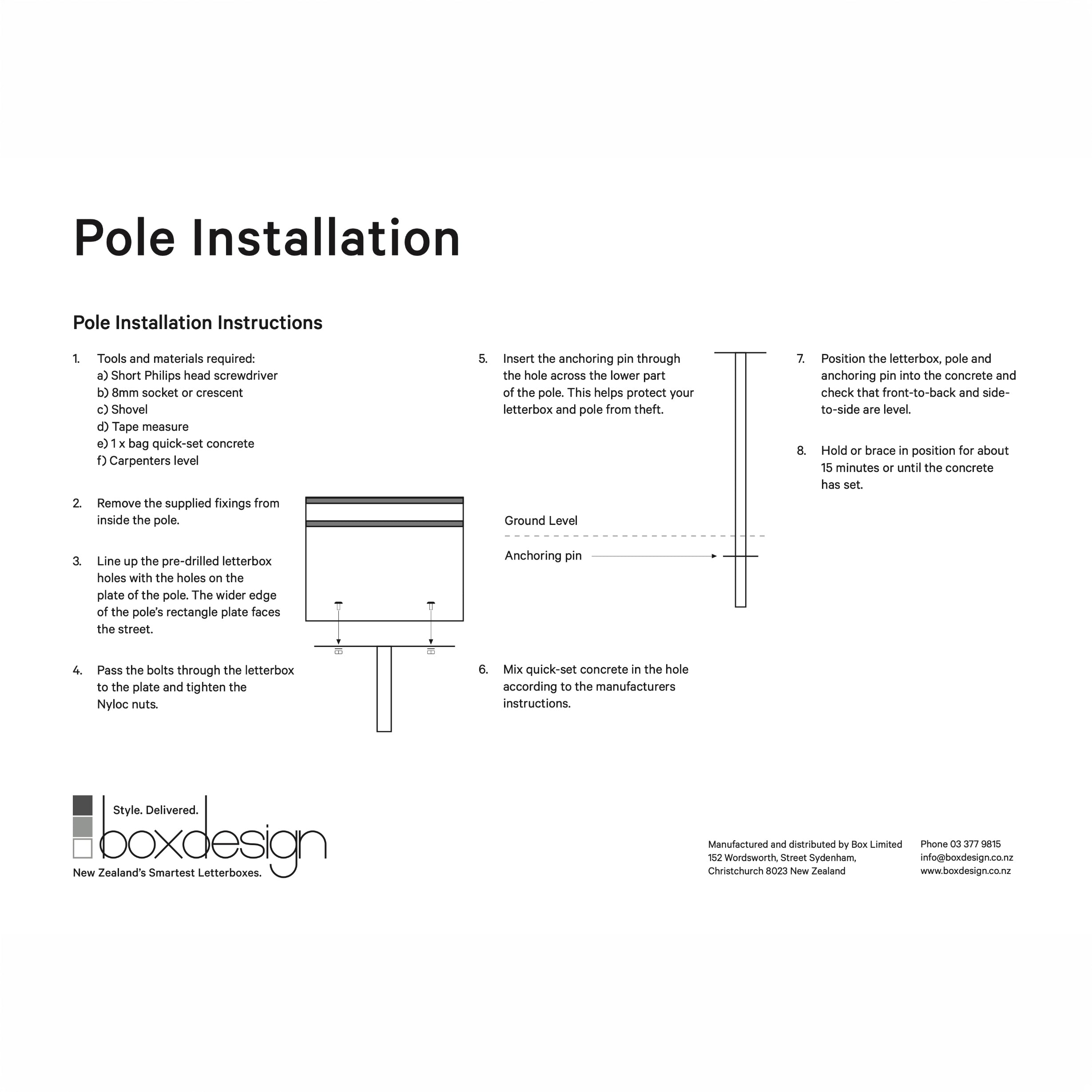 Box Design. Letterbox Pole - White