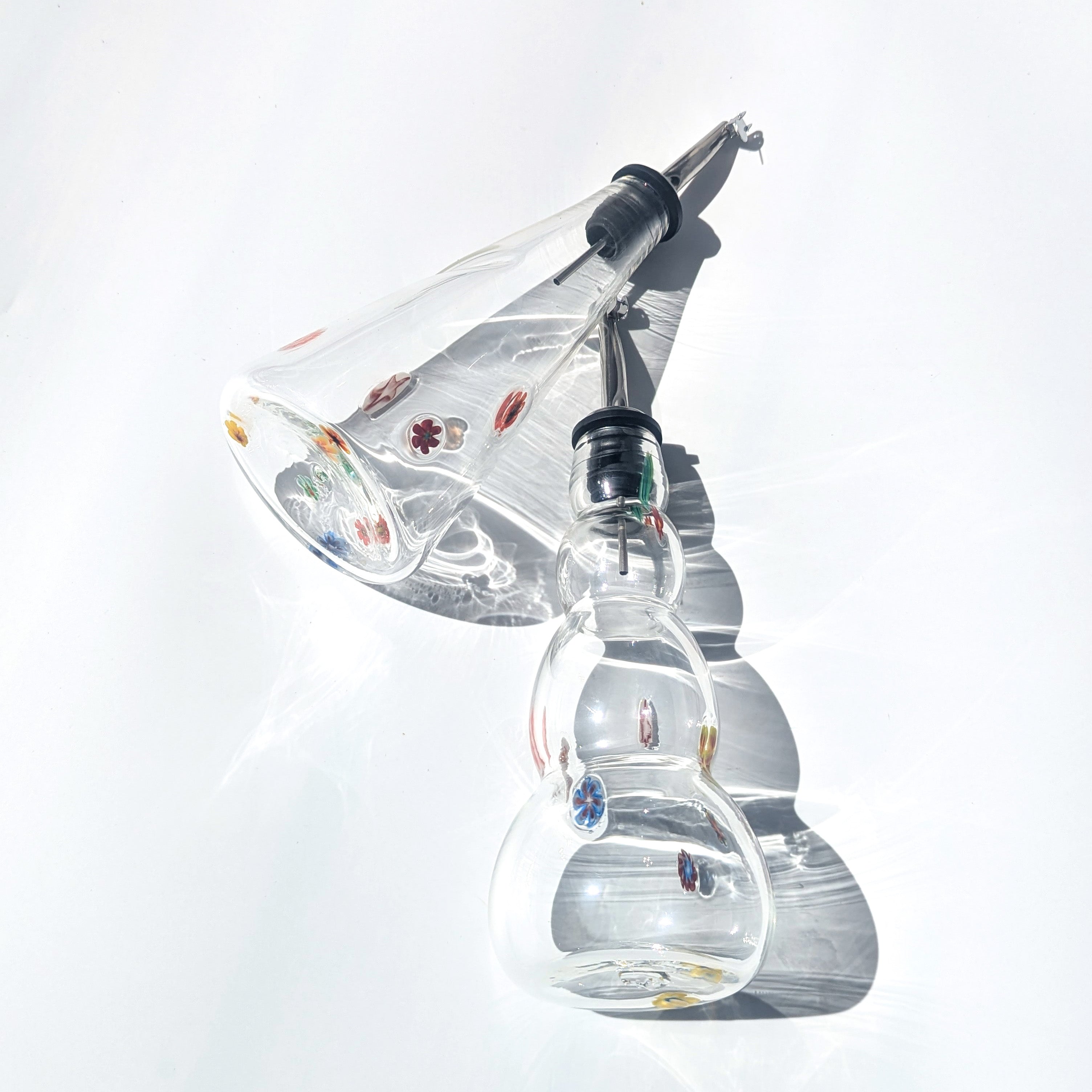 Lauren Hunt Glass. Floral Oil Decanter