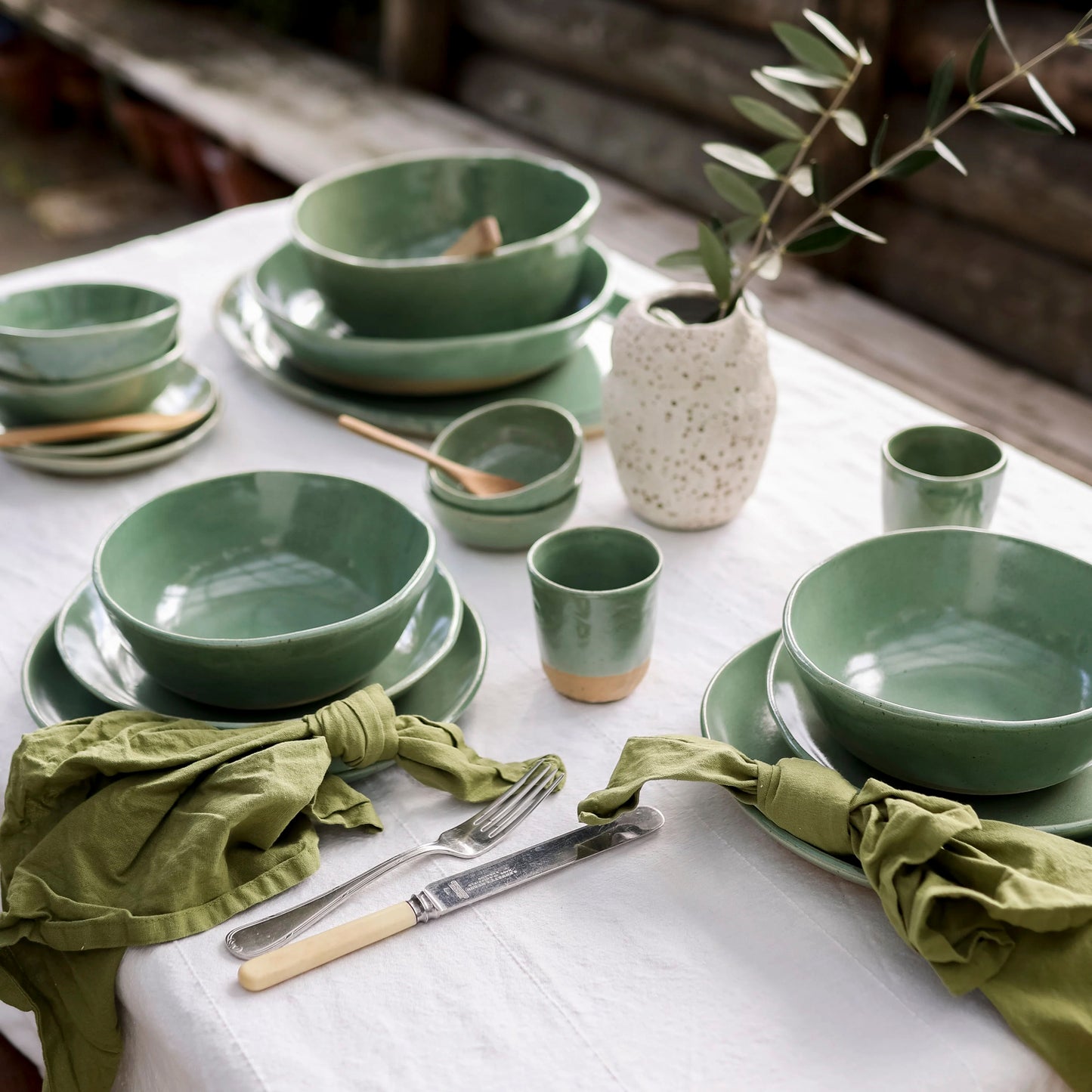 Lil Ceramics. Full Spread Dinner Set - Sage Green