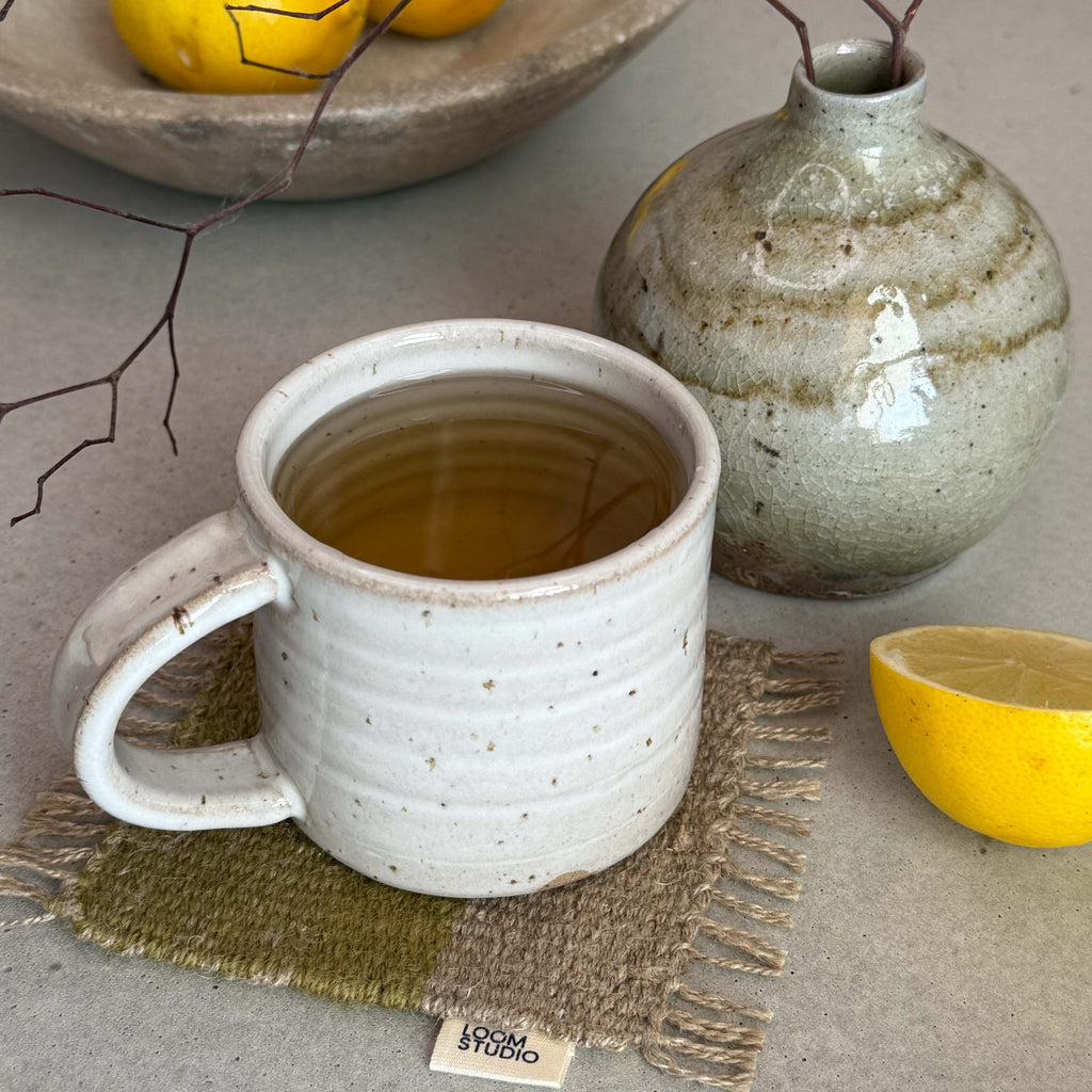 Loom Studio. Grass Green Linen + Wool Woven Set of 4