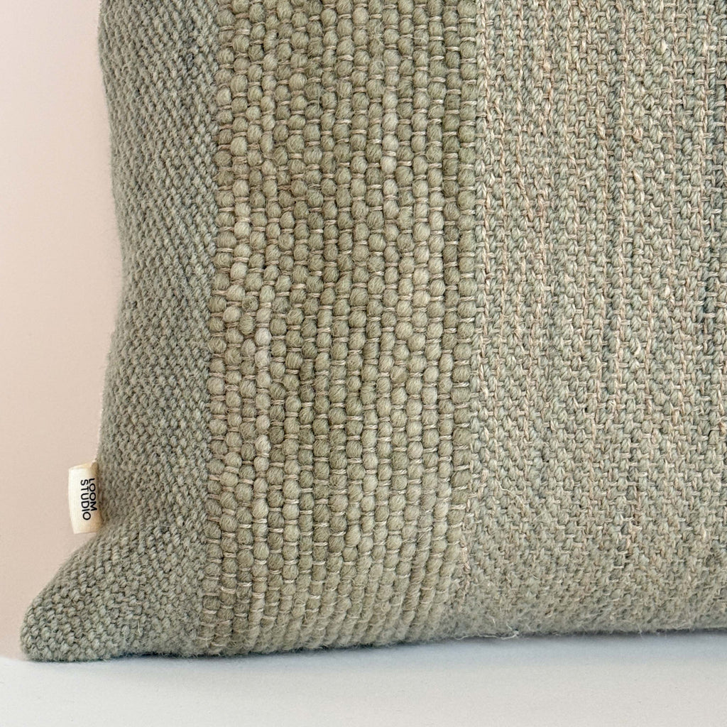 Loom Studio. Handwoven Linen Stripe Teal Cushion 50x35cm