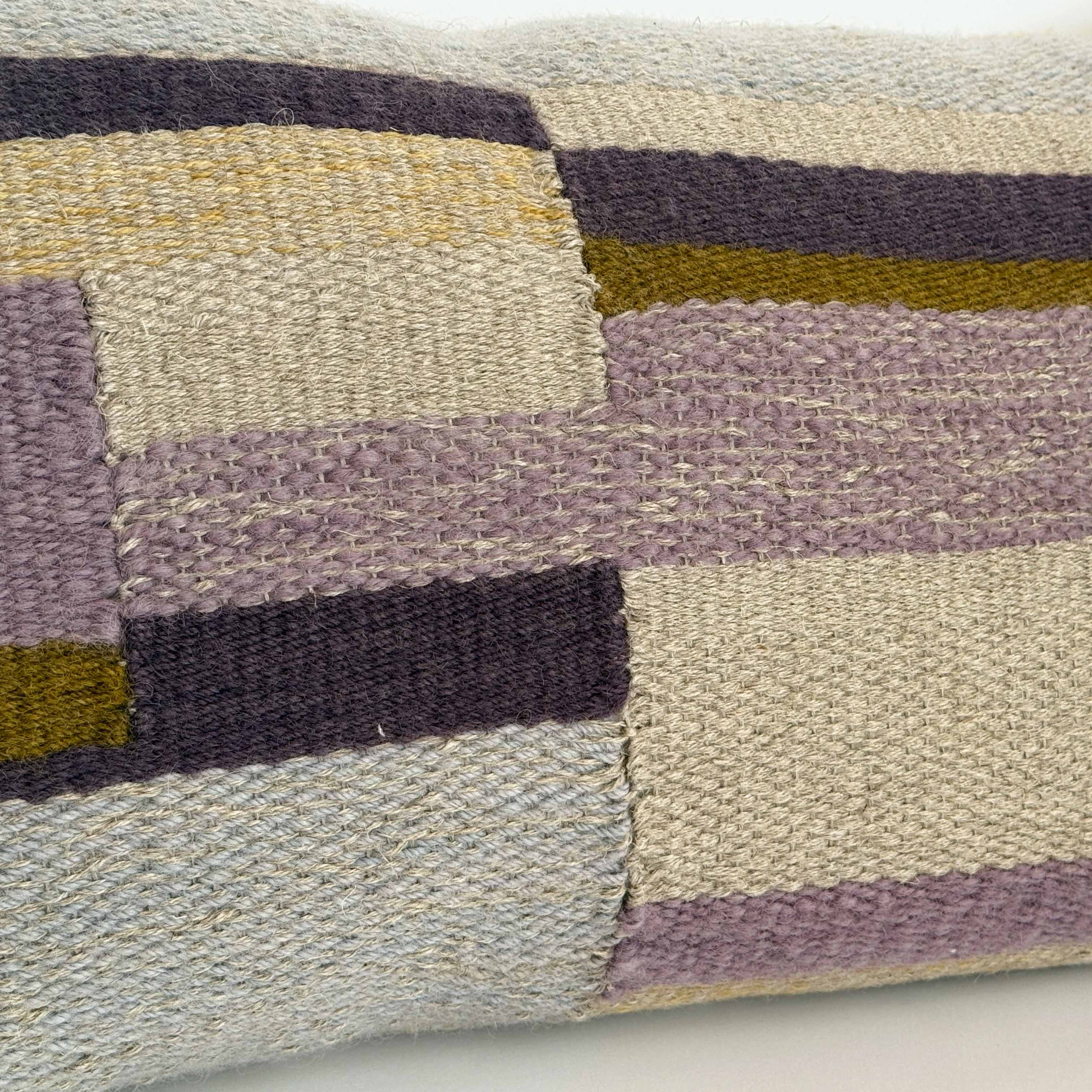 Loom Studio. Handwoven Lumbar Block & Stripe Purple Cushion 60x35cm