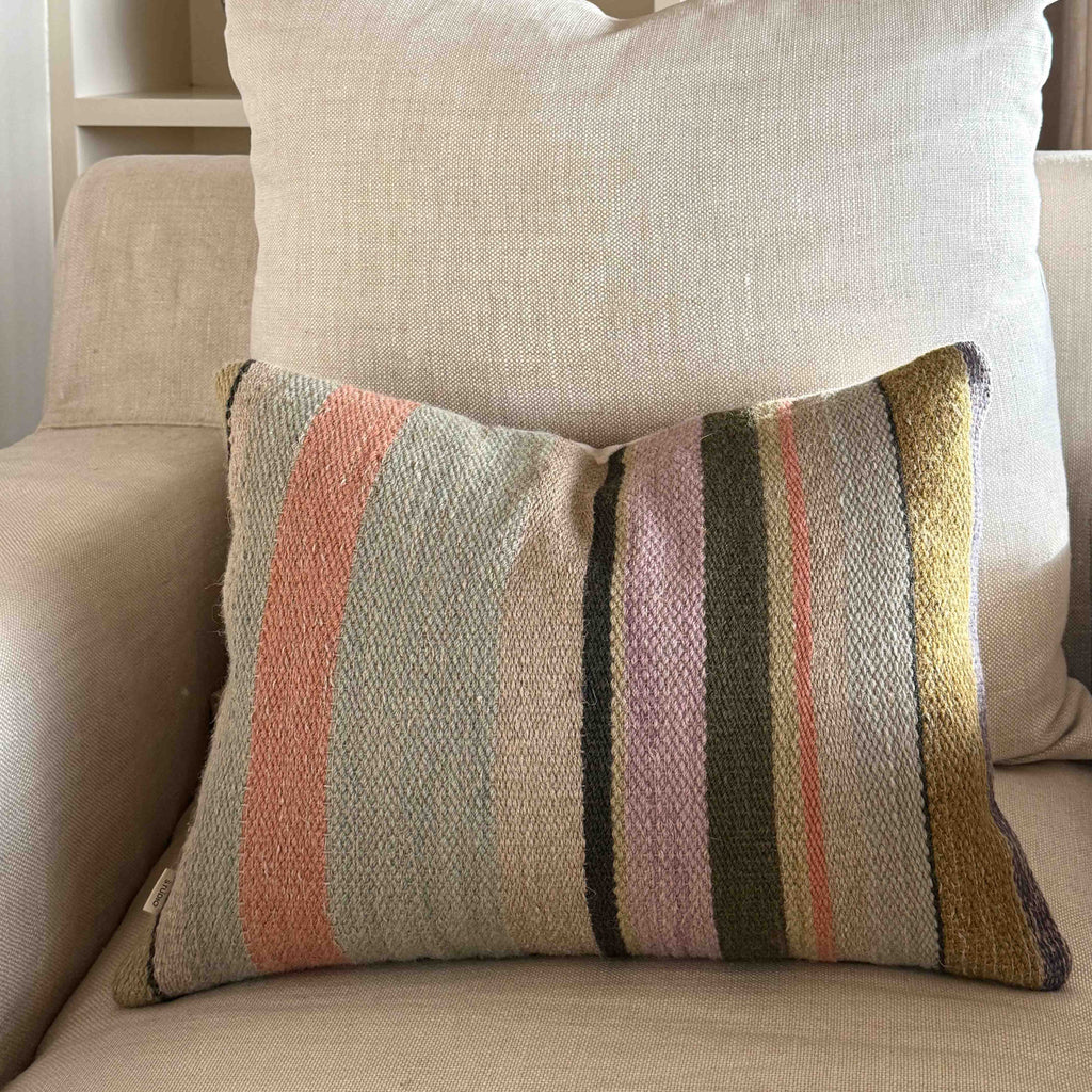 Loom Studio. Handwoven Multi Stripe Cushion 50x35cm