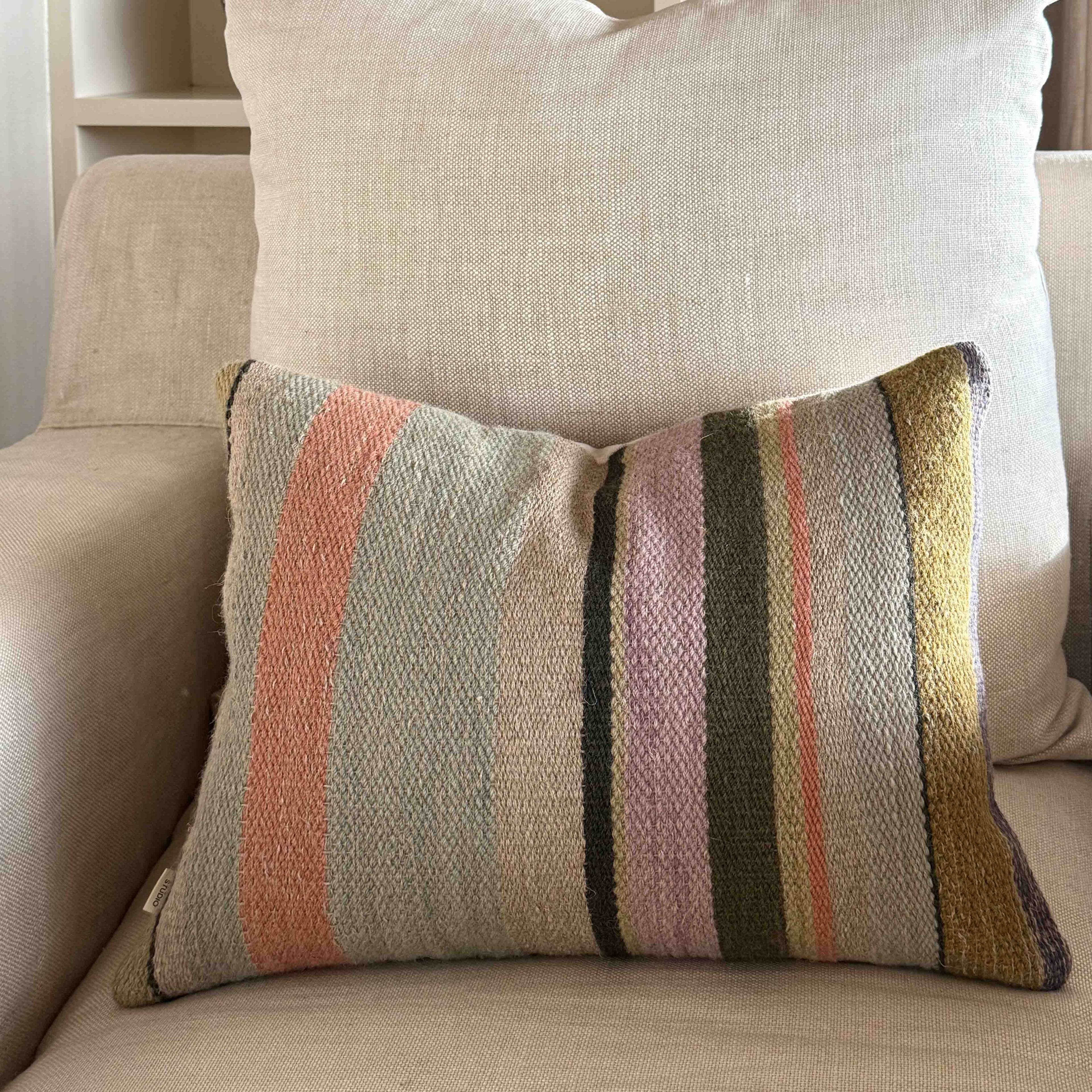 Loom Studio. Handwoven Multi Stripe Cushion 50x35cm