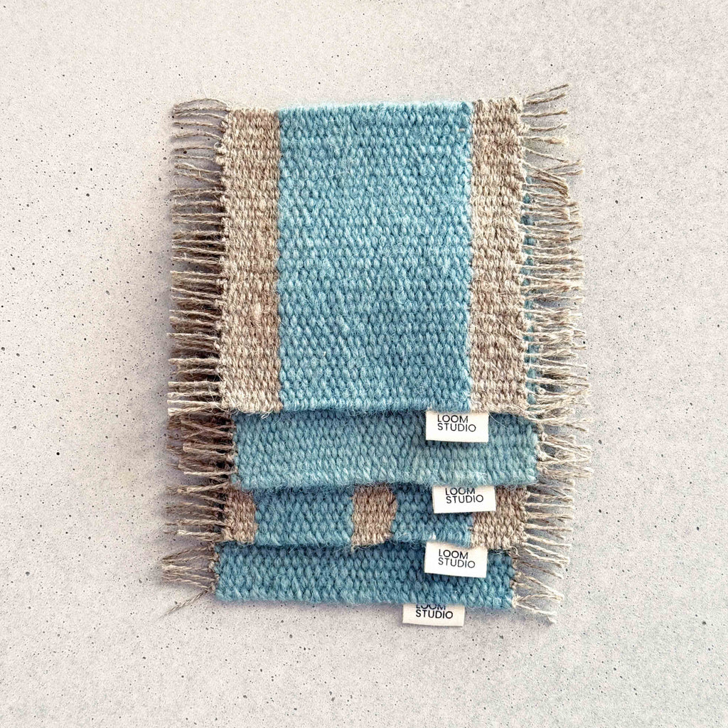 Loom Studio. Indigo Wool + Linen Woven Set of 4