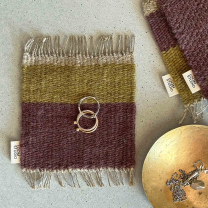 Loom Studio. Plum/Olive Wool Woven Set of 2