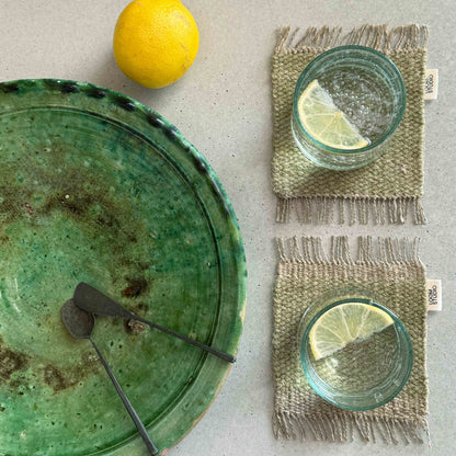 Loom Studio. Sage Green Linen + Wool Woven Set of 2