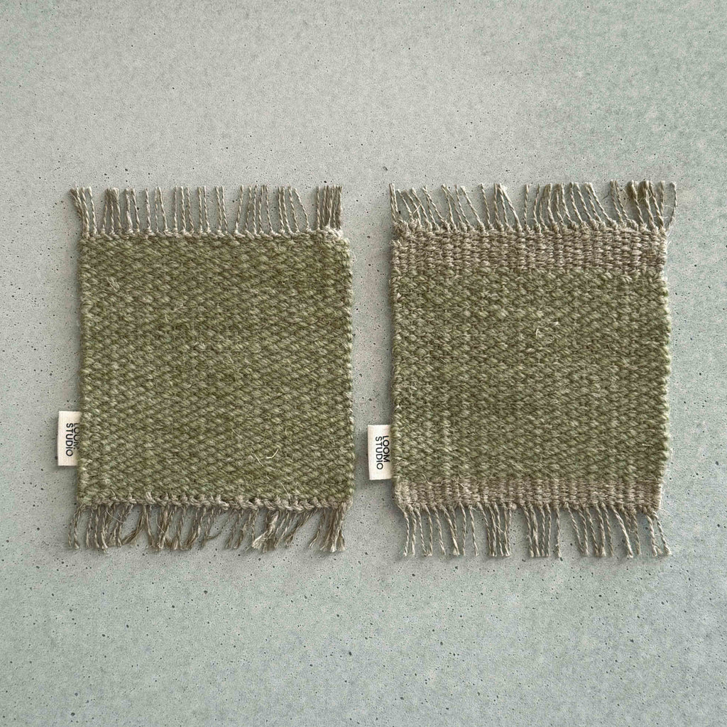Loom Studio. Sage Green Linen + Wool Woven Set of 2