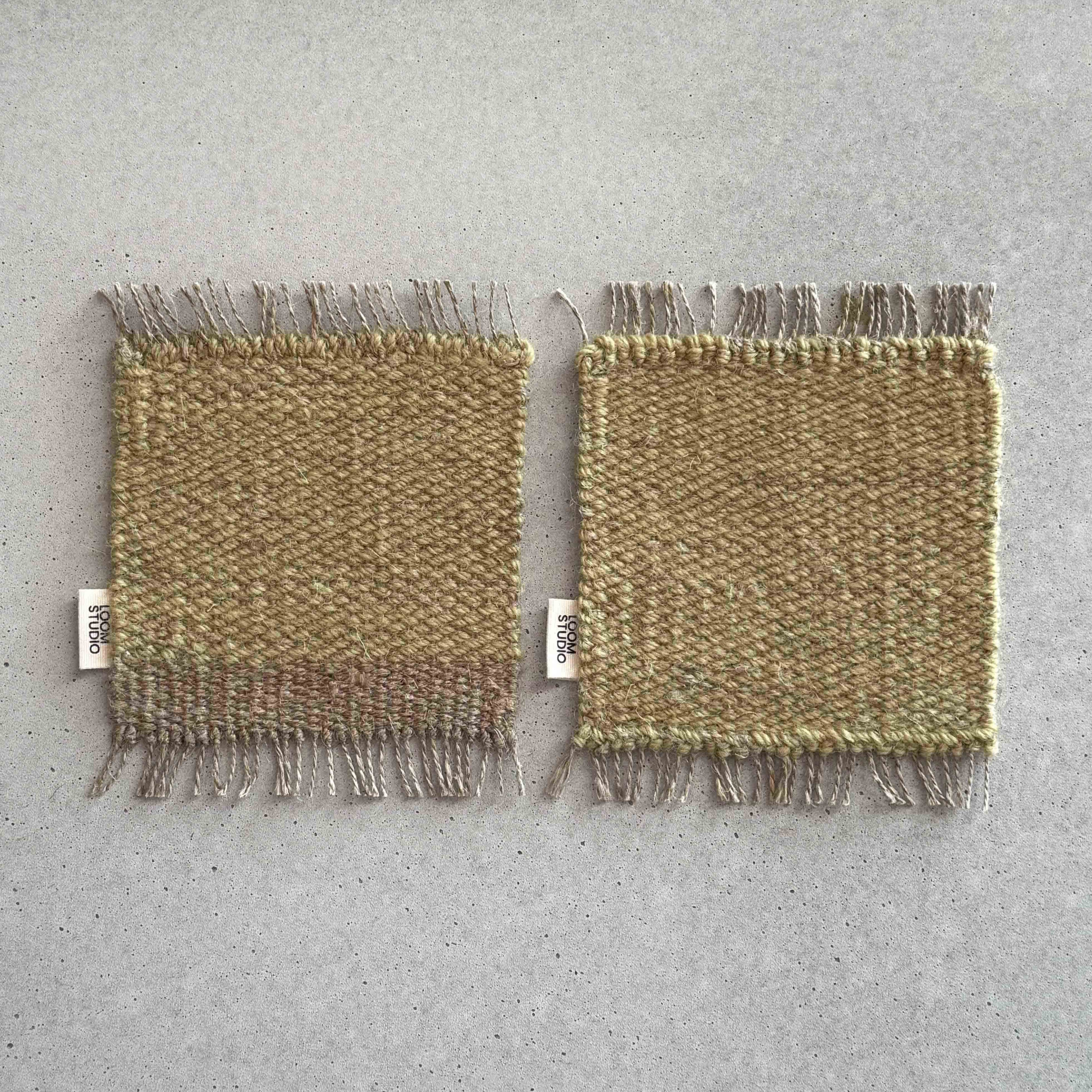 Loom Studio. Soft Lime Linen + Wool Woven Set of 2