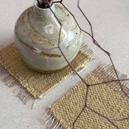 Loom Studio. Soft Lime Linen + Wool Woven Set of 2