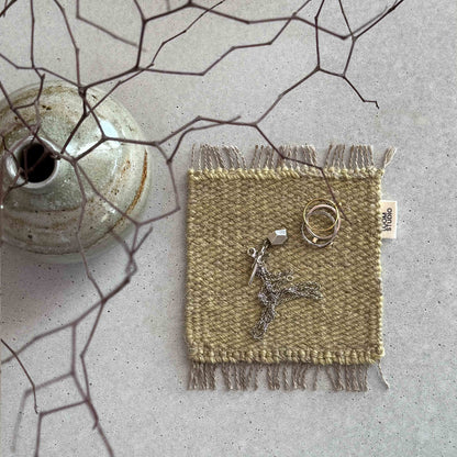 Loom Studio. Soft Lime Linen + Wool Woven Set of 2