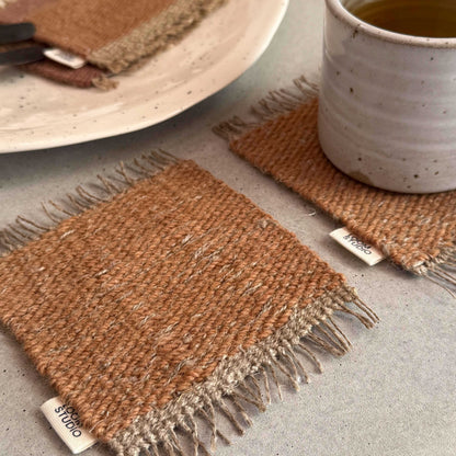 Loom Studio. Toffee Linen + Wool Woven Set of 2