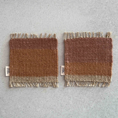 Loom Studio. Toffee Wool + Linen Stripe Woven Set of 2