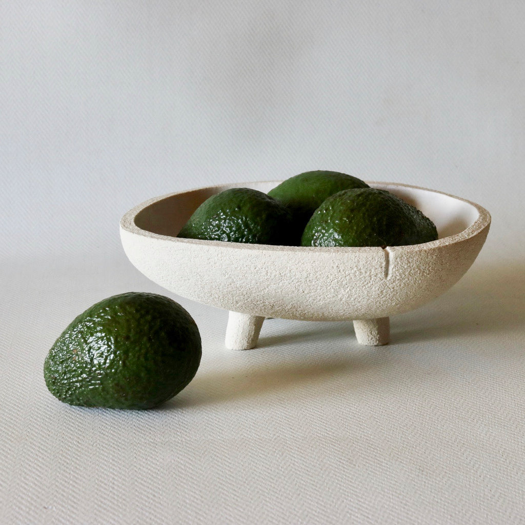 Shaw Road Ceramics. Midi Tri Bowl -  Textured White