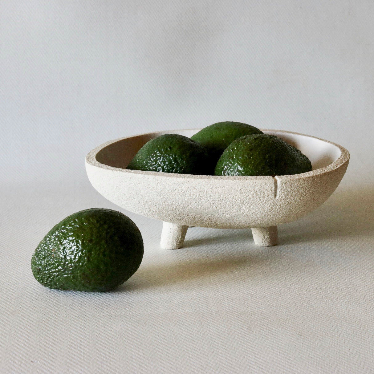 Shaw Road Ceramics. Midi Tri Bowl -  Textured White