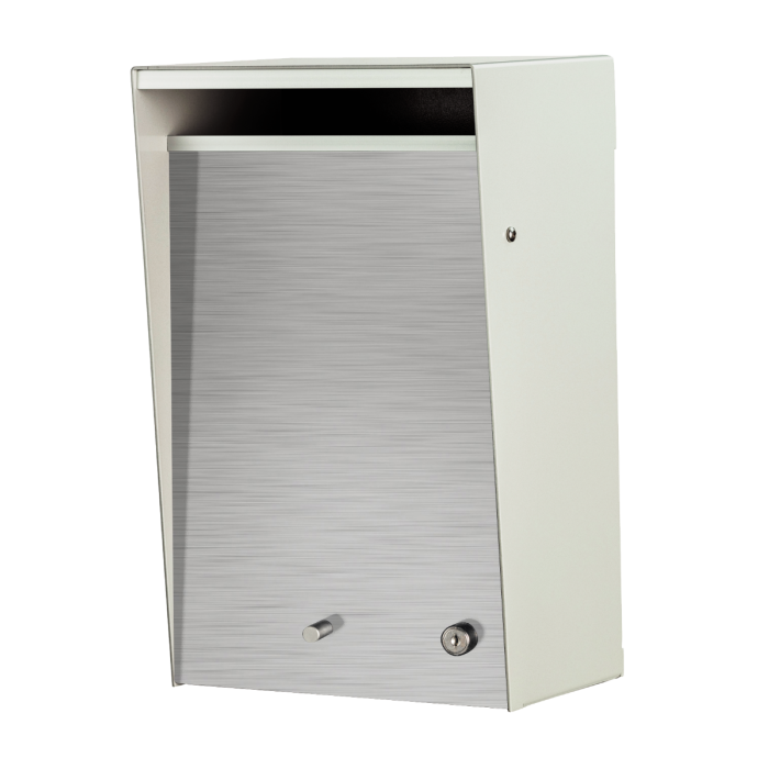 Box Design. Wall Mounted Letterbox - Silver Pearl casing