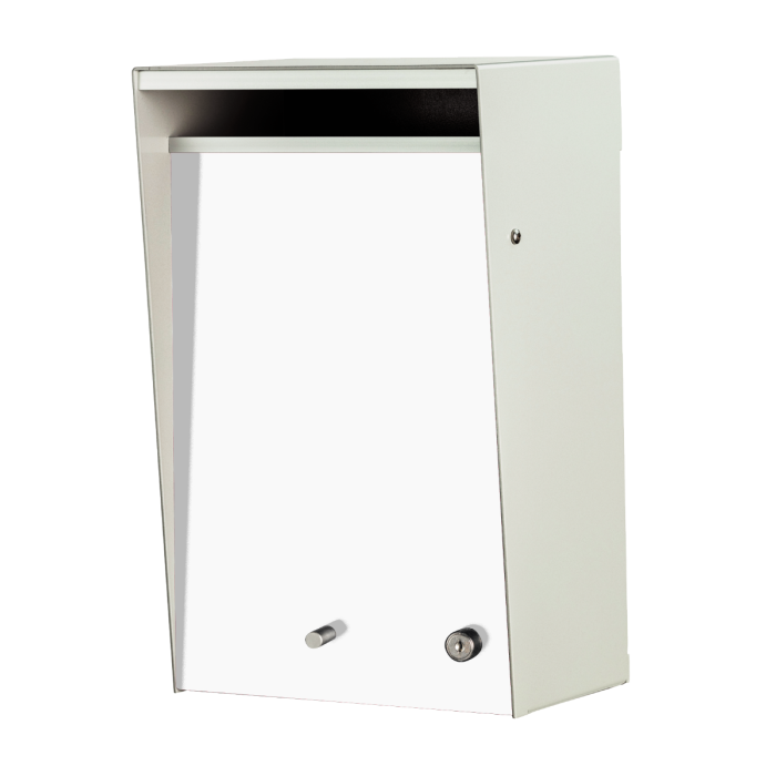 Box Design. Wall Mounted Letterbox - Silver Pearl casing
