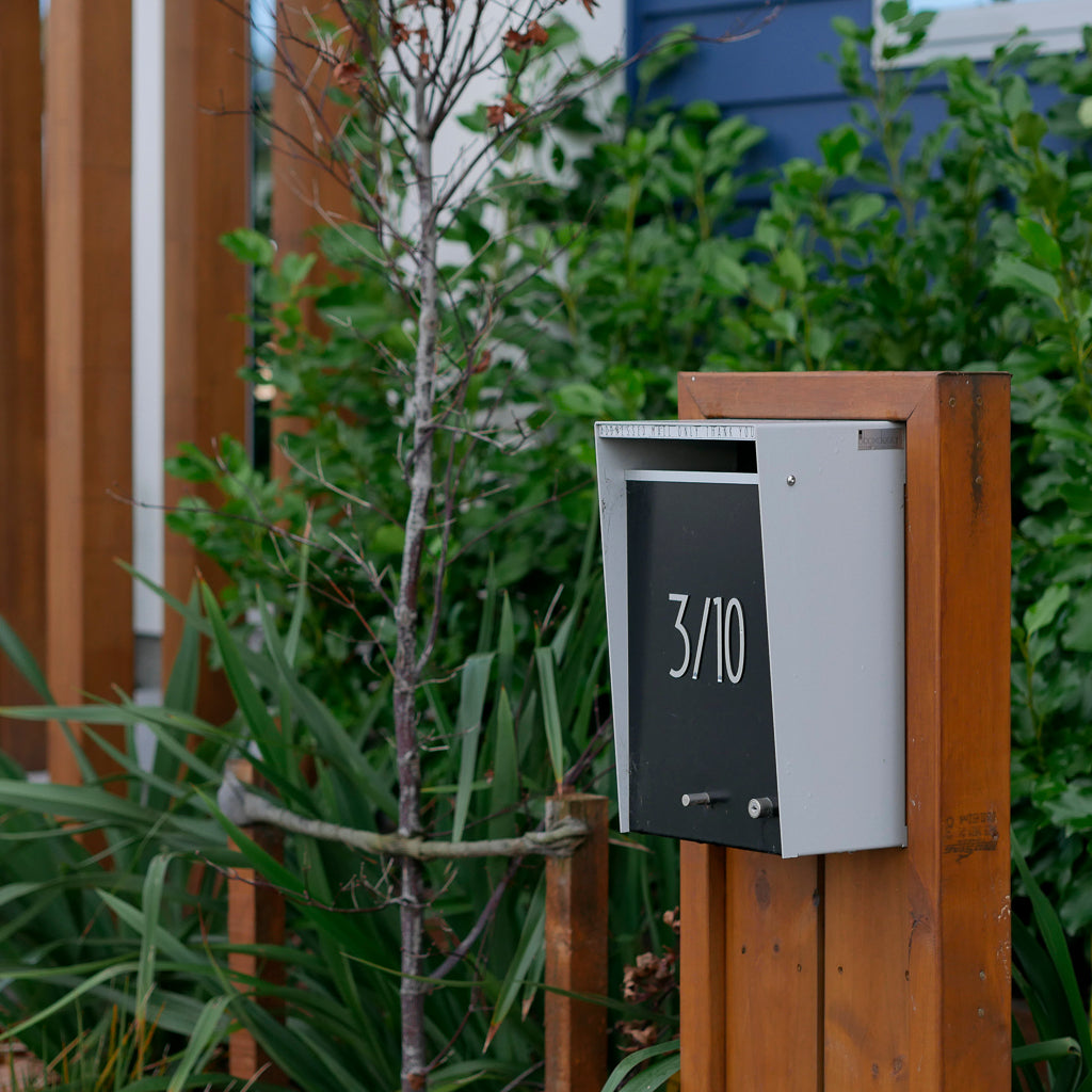 Box Design. Wall Mounted Letterbox - Silver Pearl casing